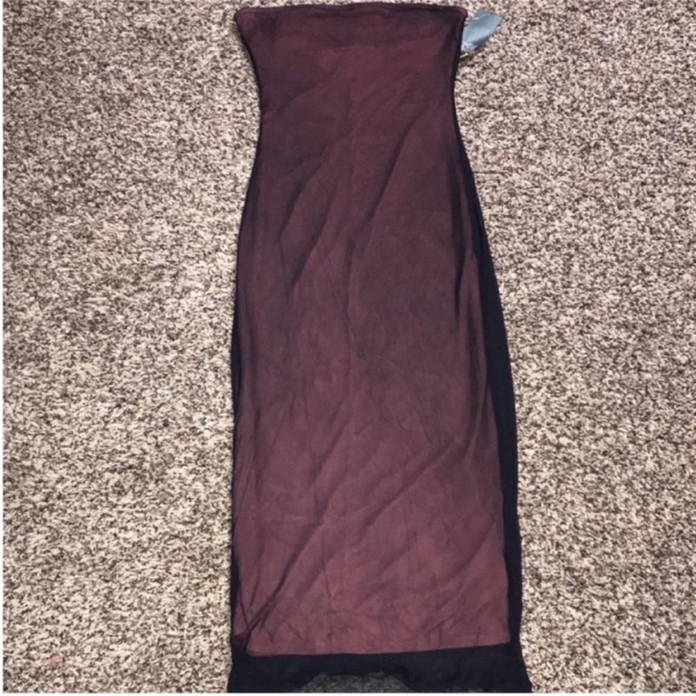 Wild Fable Strapless Mesh Overlay Bodycon Midi Dress Sheer Coral Var Sizes | NWT